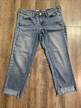 Woolrich Medium Blue Cropped Frayed-Hem Jeans